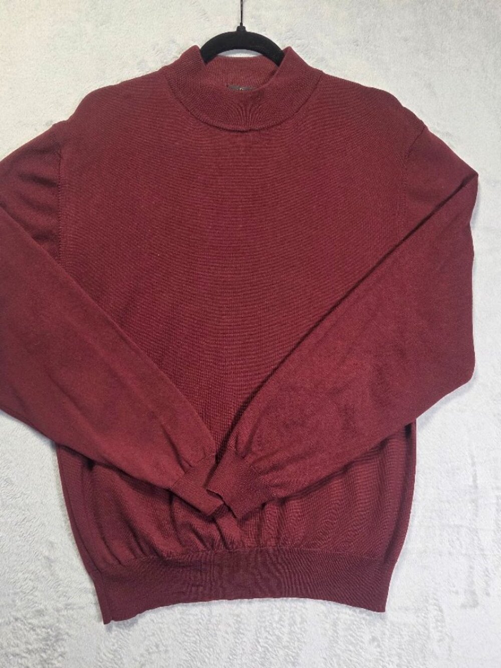 Larry Rosen 100% Merino Wool Mock Neck Sweater Burgundy/ Marron, Italy, M
